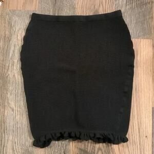 Catherine MaLandrino ruffle hem black pencil skirt size medium